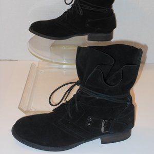 CARLOS BY CARLOS SANTANA BLACK LEATHER SUEDE ANKLE BOOTS SIZE